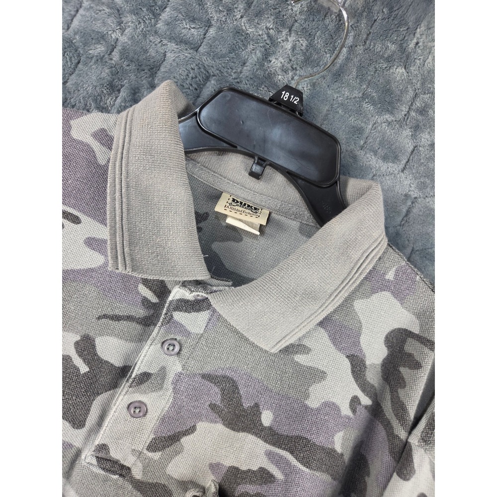 Duke Haband Mens XL Grey Camouflage Polo Shirt Short Sleeve Pique Chest Pocket